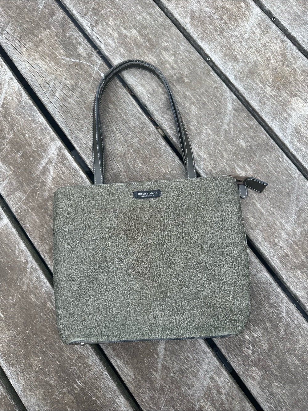 kate spade Olive Textured Leather Tote Shoulder Bag